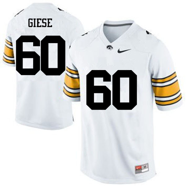 Men Iowa Hawkeyes #60 Jacob Giese College Football Jerseys-White - Click Image to Close